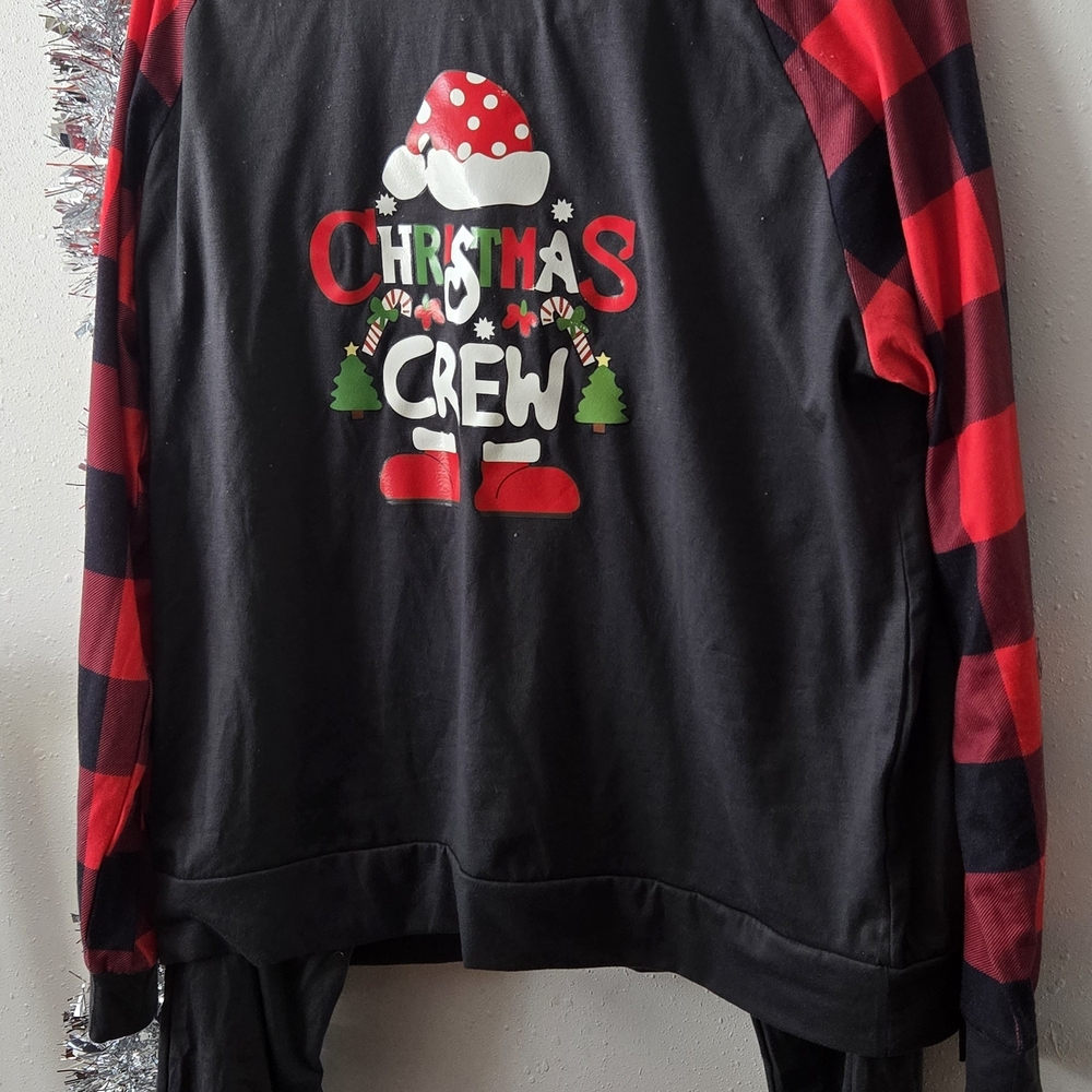 Christmas Crew Black and Red Plaid Sweatshirt